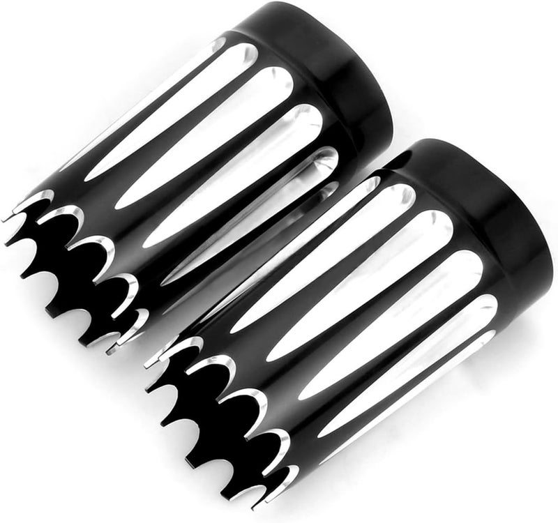 TOPRAMETAL 49mm Fork Slider Boots Cover for Harley Touring, FLHR, FLHX, Ultra Limited Low, CVO Street Glide, Bagger (Black, Gear style) - Image 1